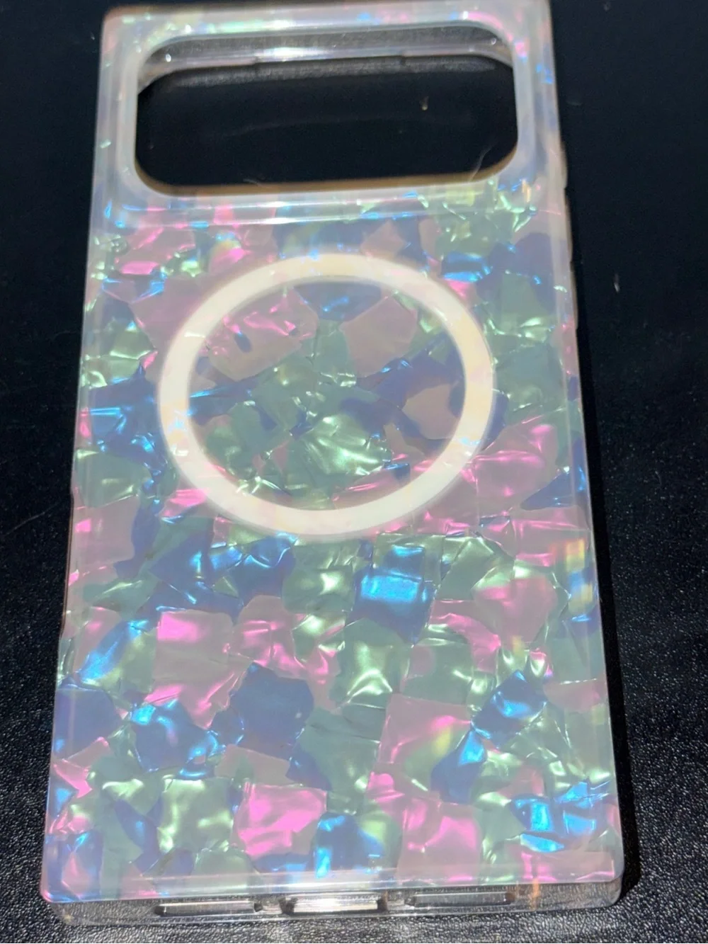 MagSafe Compatible Iridescent Pearl Phone Case - Pink Blue Green